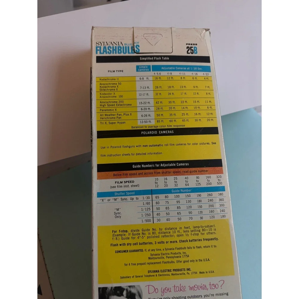 Sylvania Flashbulbs Unisex OS Blue Press 25B 25 Vintage Camera Flash Bulbs